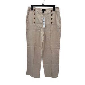 LONG TALL SALLY NWT Formal 100% Linen Wide leg Trouser in Khaki Light Stone  8